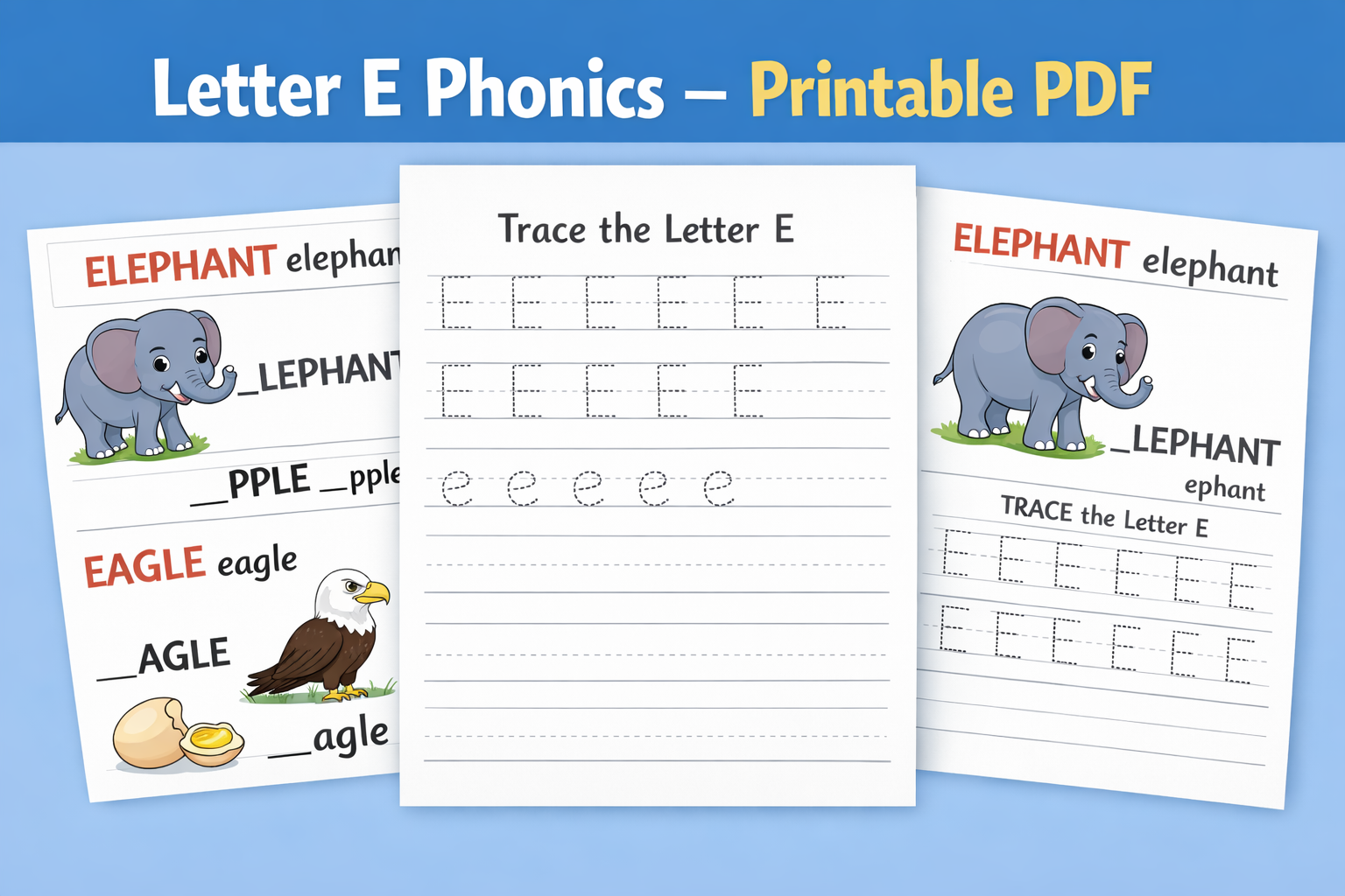 📘 Letter E Phonics Workbook