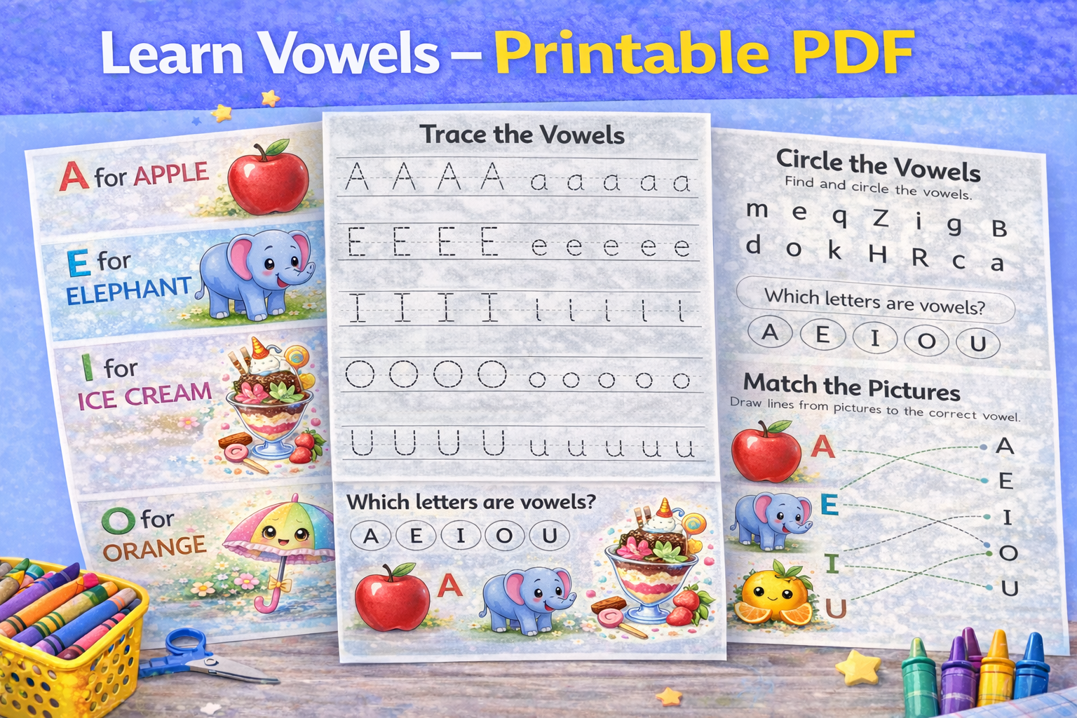 📚 Vowels A-E-I-O-U Phonics Workbook Bundle