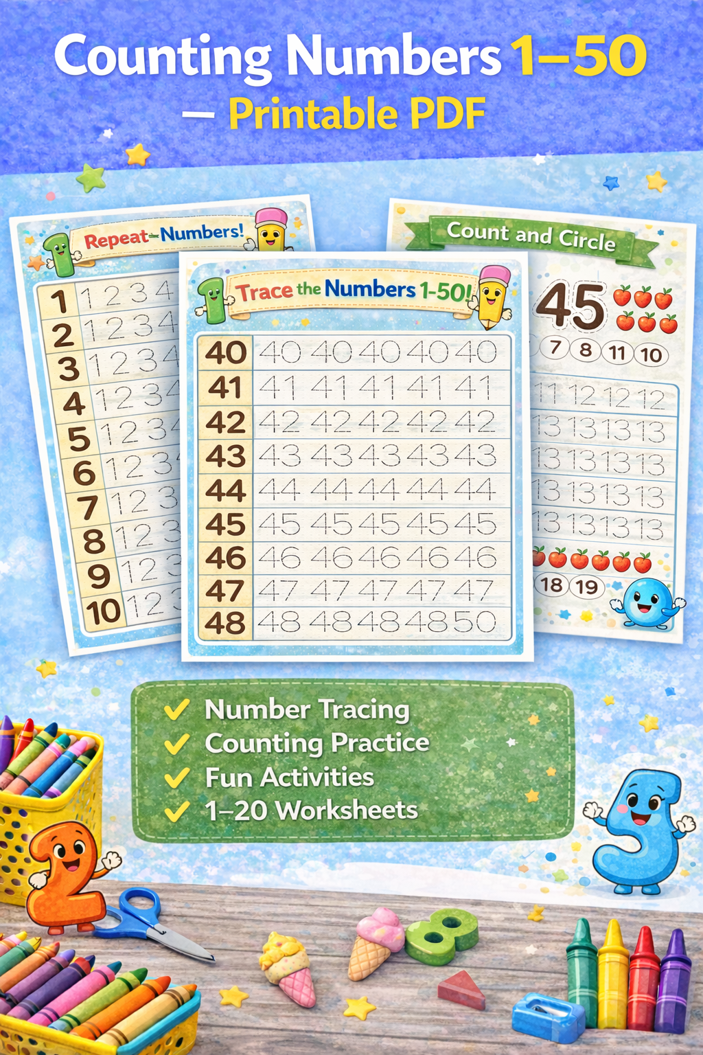 🔢 Numbers 1-50 Workbook