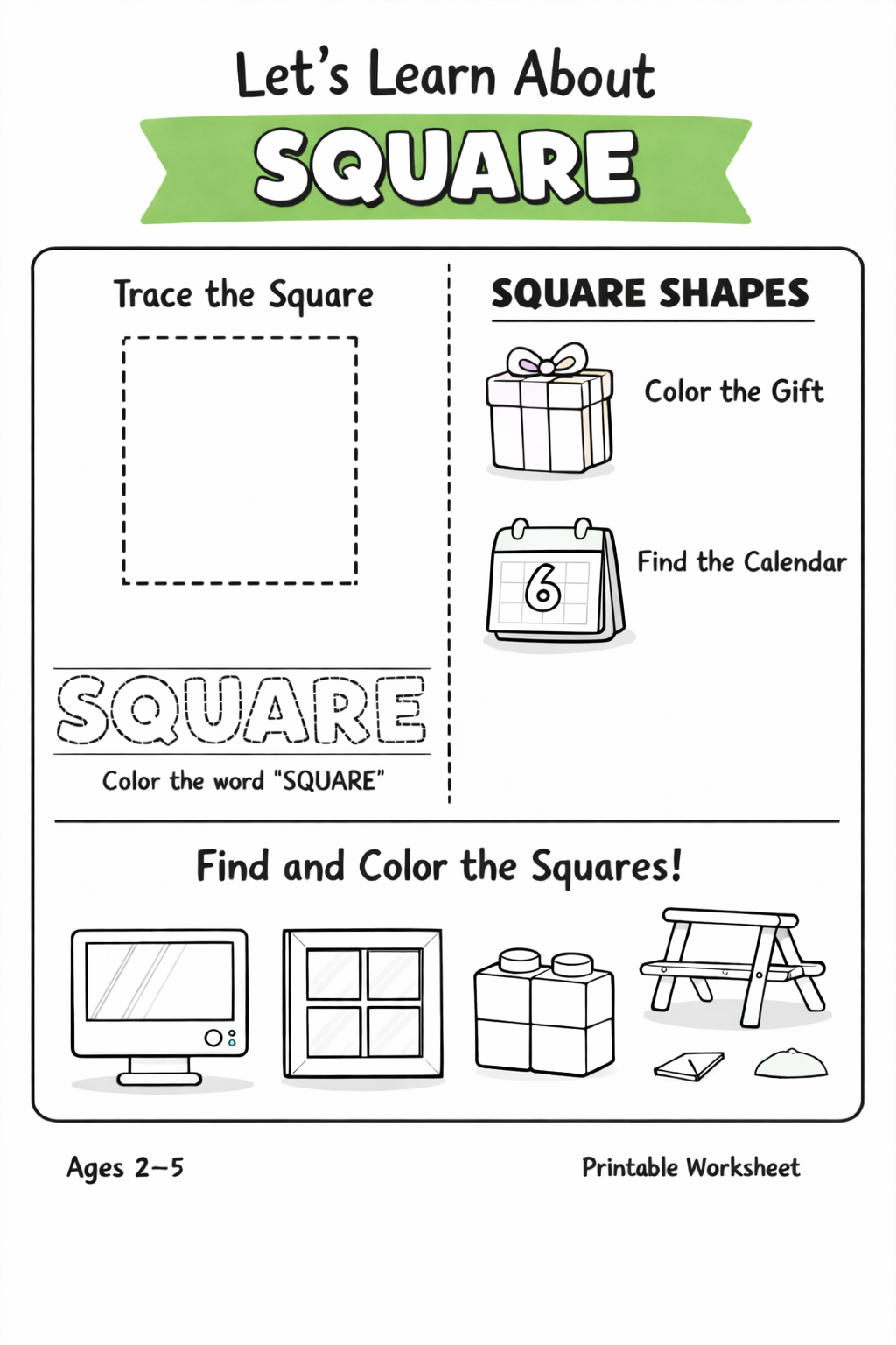 Learn Shapes Workbook - 8 Pages PDF Printable for Preschool