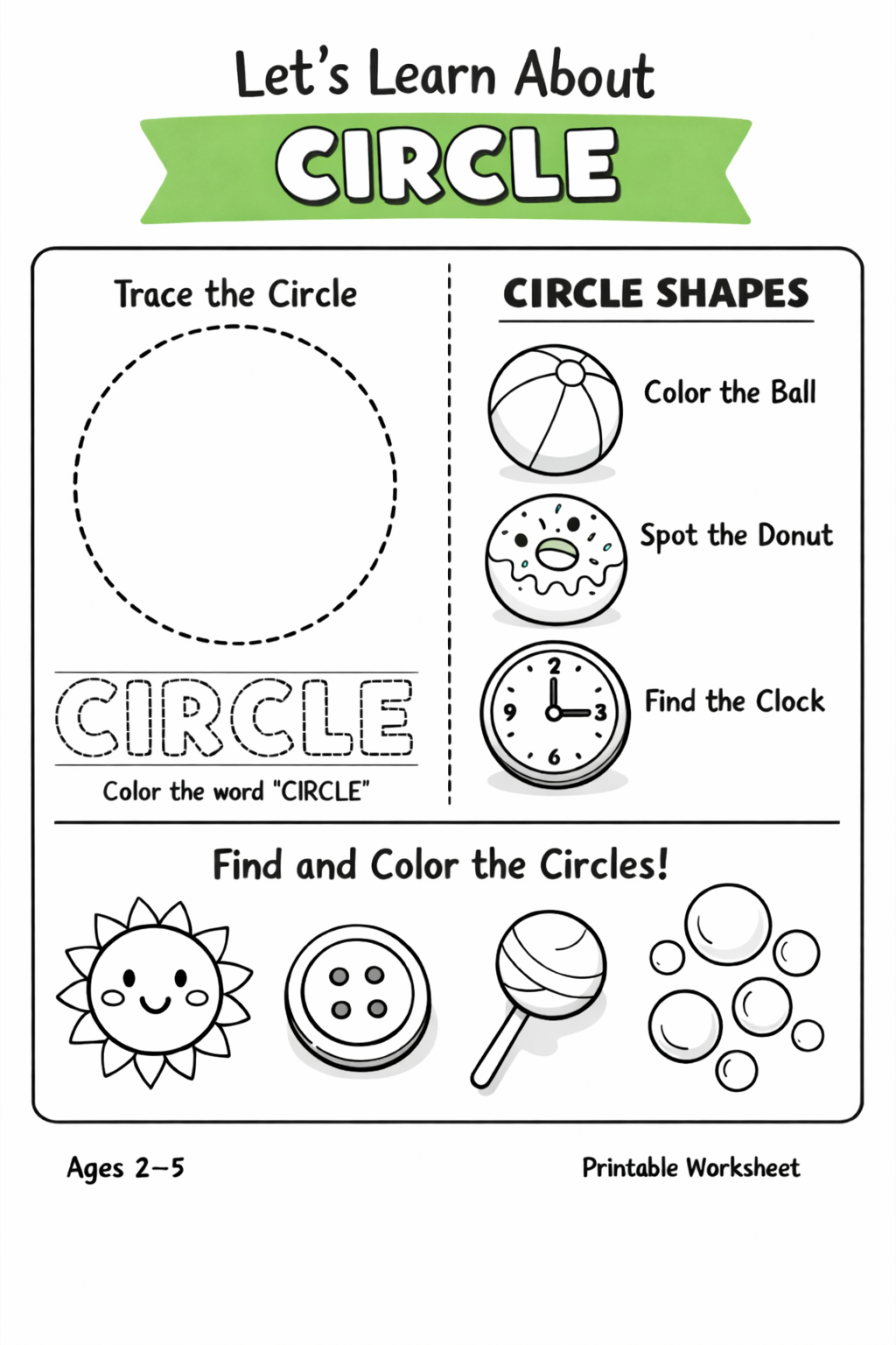 Learn Shapes Workbook - 8 Pages PDF Printable for Preschool